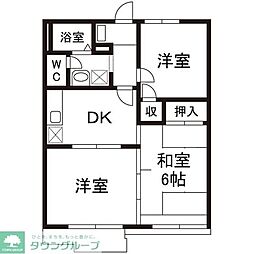カーサソルジアーテB棟 3DKの間取図画像