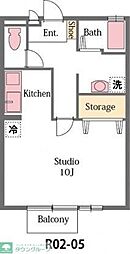 プランドールB ワンルームの間取図画像