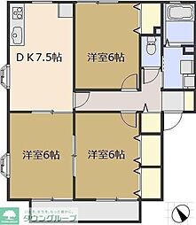 日新花崎ビレッジB棟 3DKの間取図画像