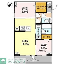 熊谷市万平町1丁目アパート 2LDKの間取図画像
