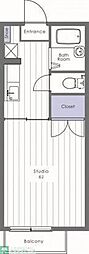 ラスク 1Kの間取図画像