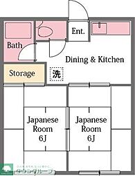 グリーンコーポ 2DKの間取図画像
