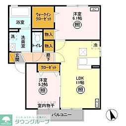 エーデルハイムB 2LDKの間取図画像
