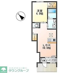 ブルーセレスト 1LDKの間取図画像