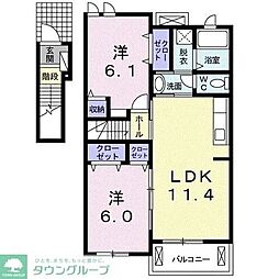 ベルグランデA 2LDKの間取図画像