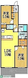 日神パレステージ籠原 2LDKの間取図画像
