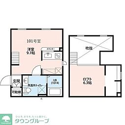 プリマ ラウレアIII ワンルームの間取図画像