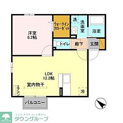 グランメール桜町E 1LDKの間取図画像