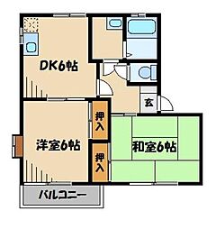 シルキー・ウインドA 2Kの間取図画像