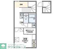 レオパレスプラムヴィラ2 1Kの間取図画像