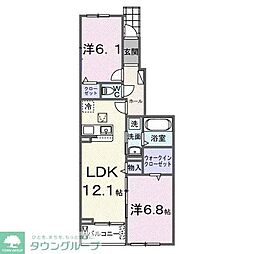 フランシーズコート行田 2LDKの間取図画像