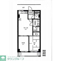 熊谷朝日ビル朝日ハイツ 2LDKの間取図画像
