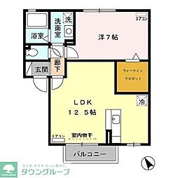 ローリエB 1LDKの間取図画像