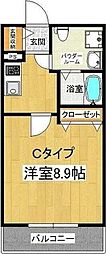 アリエス 1Kの間取図画像