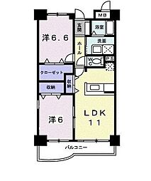 グランドプレステージ熊谷 2LDKの間取図画像