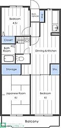 パラシオン糀屋 3DKの間取図画像