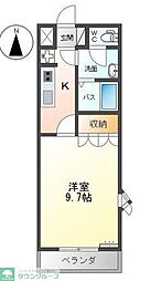 グリーンパークD 1Kの間取図画像