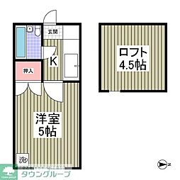 トレニア 1Kの間取図画像