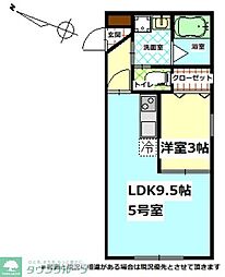 東松山市新宿町アパート 1LDKの間取図画像