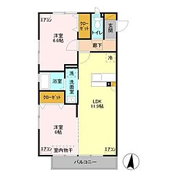 D-roomあずま町A 2LDKの間取図画像