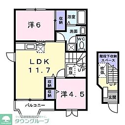 グリーンパークオークスA 2LDKの間取図画像