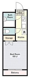 田野倉ハイツ 1Kの間取図画像