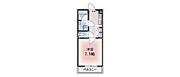 サウスヒルズ 1Kの間取図画像