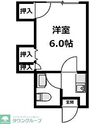 コーポワンサイドヒル 1Kの間取図画像