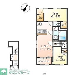 仮)中央区上溝新築アパート 2LDKの間取図画像