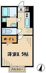 ルインズ・イン・マルヤマE棟 1Kの間取図画像