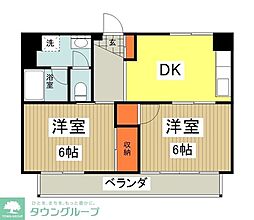メゾン飛鳥 2DKの間取図画像