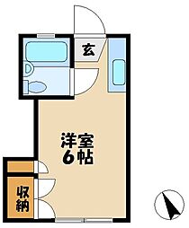 U.-トピア-B ワンルームの間取図画像