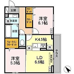 エリオント共和 2LDKの間取図画像