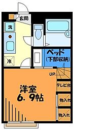 レオパレス大和田2 1Kの間取図画像