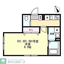 Felice相模原 1Kの間取図画像