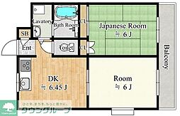 ヒルトップC棟 2DKの間取図画像