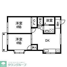 オレンジハウス 2DKの間取図画像