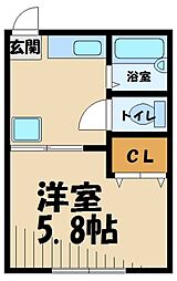 第5白王ハイツ 1DKの間取図画像