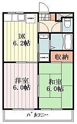 アルカディアハイツ 2DKの間取図画像