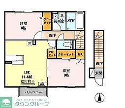 カスターノB 2LDKの間取図画像
