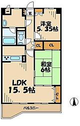 ヌーベルヴィラ2 2LDKの間取図画像