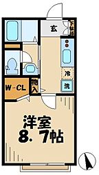 ラ・シェルト 1Kの間取図画像