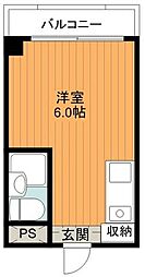 JR八高線 八王子駅 徒歩9分の賃貸マンション 3階ワンルームの間取り