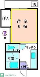 コーポ大野 1Kの間取図画像