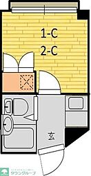 マルシンハイツ 2階1Kの間取り