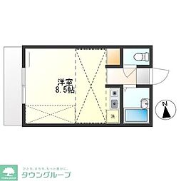 ローズヴィラ明神町 1階ワンルームの間取り