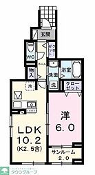 エール　アン 1階1LDKの間取り