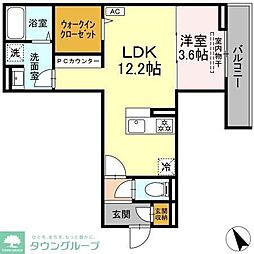 クロエ橋本 1階1LDKの間取り