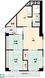 西八王子ハイツB棟 3LDKの間取図画像