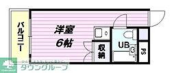 エトワール暁町 1階ワンルームの間取り